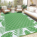 Ileading Outdoor Rug Carpet for Patio 8'x10' Waterproof Reversible Plastic Straw Rug Portable Outside Area Rug Camping Mat for Patio, Clearance, Balcony, Picnic, Pool, Beach, RV, Deck, Green