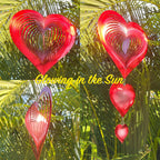 Wind Spinners Outdoor, 3D Red Hearts Hanging Wind Spinners, 14 inches, Kinetic, Stainless-Steel Metal, Smooth Spinning, Indoor and Outdoor Decoration for Garden, Patio, Yard, Gift for Women Mom Wife