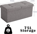 Storage Ottoman Bench Foldable Seat Footrest Shoe Bench End of Bed Storage with Flipping Lid, 75L Storage Space, 30 inches Velvet Cream