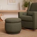 Enoki Storage Ottoman in Olive Boucle, Greenguard Gold Certified