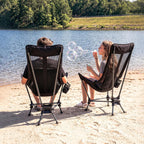 Hammock Camping Chair, Lightweight Folding Beach Lounge Chair with Adjustable Height Legs, Mesh Portable Swing Camp Chair with Cushioned Head Pillow & Armrests for Camping Beach Hiking