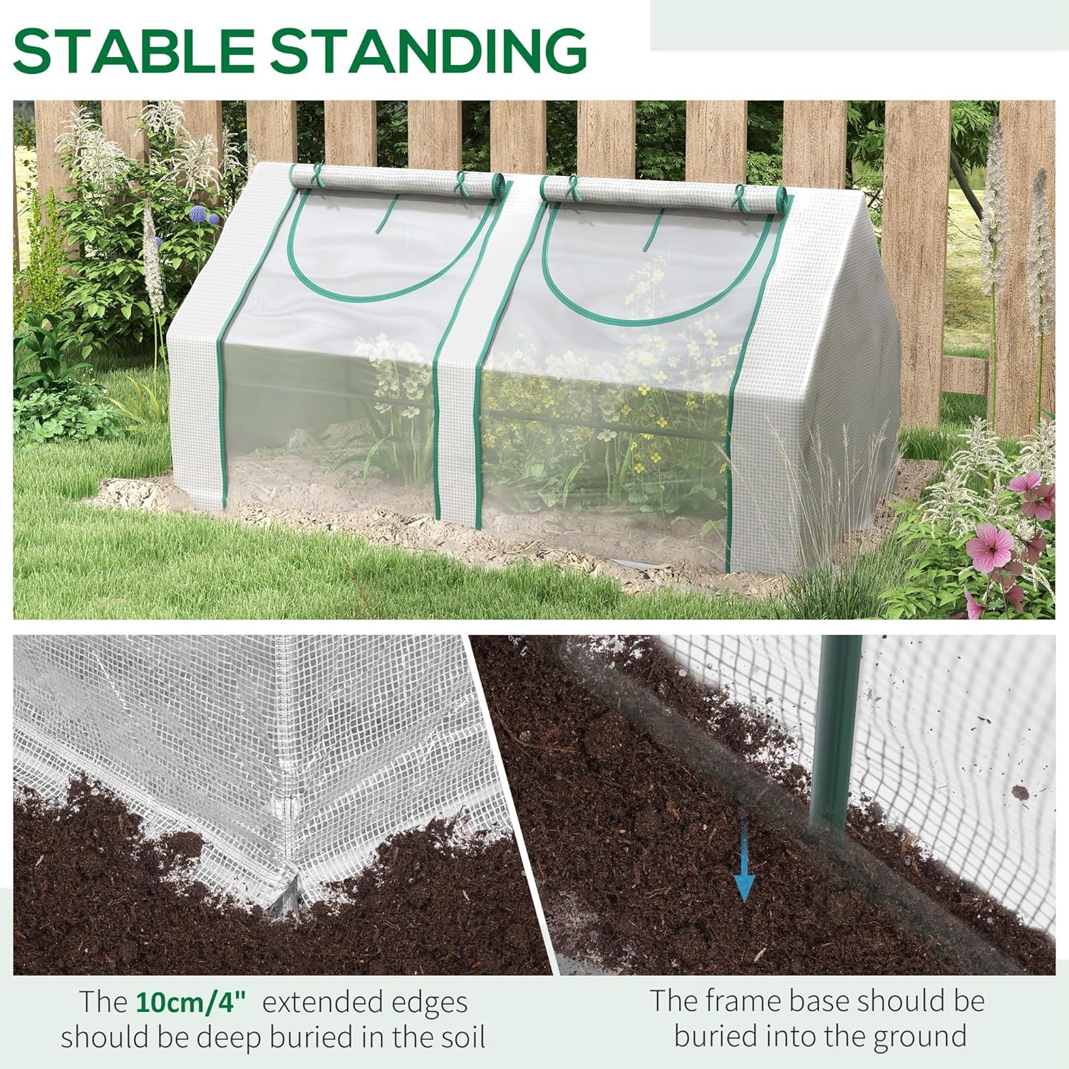 Outsunny 6' x 3' x 3' Portable Greenhouse, Garden Green House with 2 PE/Plastic Covers, Steel Frame and 2 Roll Up Windows, Clear