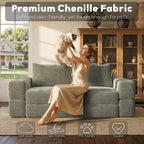 75'' Folding Convertible Sofa Bed with Large Pillow, 4-in-1 Foldable Pull Out Futon Sofa Bed, Chenille Mattress Couch, No Assembly Floor Sleeper Sofa Bed for Living Room/Bedroom, Light Brown