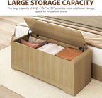 Storage Chest, 47.2" Large Entryway Bench with Storage, Wooden Storage Chest for Bedroom w/Lift Top, Modern Blanket Chest with 2 Safety Hinges for Entryway Living Room Hallway, Natural