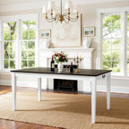 Hokway Dining Table for 4-6, 64 Inch Rectangular Solid Wood Kitchen Table, Modern Farmhouse Dinner Table for Dining Room, Kitchen, Living Room