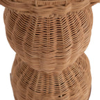 Kate and Laurel Sula Modern Woven Rattan Round Drink Table, 10 x 10 x 22, Natural Rattan, Boho Sculptural Circle Mini Table for Use as Indoor Plant Stand or Living Room Accent Table