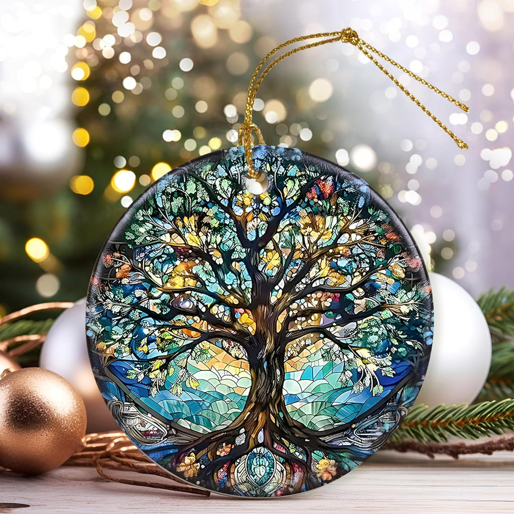 Colorful Ceramic Tree of Life Christmas Ornament, Tree of Life Ornaments for Christmas Tree, Holiday Decorations, Christmas Decor, Tree of Life Gifts, Christmas Ornament Gift Ideas - Pattern A