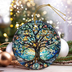 Colorful Ceramic Tree of Life Christmas Ornament, Tree of Life Ornaments for Christmas Tree, Holiday Decorations, Christmas Decor, Tree of Life Gifts, Christmas Ornament Gift Ideas - Pattern A