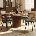 Dining Chairs, Set of 4, Modern, Green, Rattan & Faux Leather, Swivel with 360 Rotation, Ergonomic & Adjustable Height