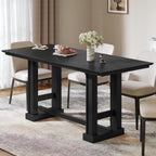 YITAHOME 70" Dining Table for 6–10 People, Farmhouse Rectangular Kitchen Table with Thick Base for Dining Room, Living Room, and Kitchen, Black