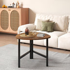 Giantex Triangle End Table, Wood Side Table with Metal Legs, Sofa Couch Accent Tables, Small Coffee Table for Small Space Living Room, Nightstand for Bedroom, Rustic Brown & Black