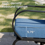 PHI VILLA Metal Patio Sofa with 5.75" Extra-Thick Waterproof Cushion, 3 Seater Deep Seat & High Back Outdoor Couch, All Weather Porch Furniture for Deck Backyard Front Porch Apartment,Peacock Blue