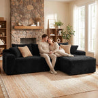 95" L-Shaped Cloud Sectional Couch, Right Facing Modular Compressed Sectional Sofa with Chaise Lounge, Plush Corduroy Corner Sofa for Living Room