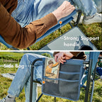 Portal Directors Chair Camping Chairs for Adults with Side Table Folding Lawn Chairs for Adults, Directors Chairs Foldable for Outdoor Chairs for Beach, Travel, Heavy Duty Supports 300LBS, Blue/Grey
