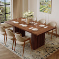 Miereirl 78 Inch Rectangular Dining Table for 6-8 People, Large Modern Farmhouse Kitchen Table with Grooved Wood-Strip Base, Perfect for Dining Room or Family Gathering, Walnut