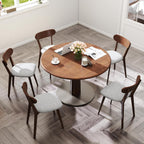 100% Solid Oak Wood Dining Room Chairs - Practical Kitchen Chairs - Wood Chair for Dining Room, Kitchen (8, Walnut with Grey Cushion)