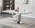 SSLine Modern White Marble Dining Table for 6-8 Rectangle 68" Faux Marble Kitchen Table for 6 Luxury Dining Room Tables with Silver Mirrored Stainless Steel U-Shape Pedestal Base for Home Office