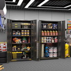 Greenvelly Steel SnapIt Storage Cabinet, 72" Locking Metal Garage Storage Cabinet with 4 Adjustable Shelves, 2 Doors and Lock for File, Office, Garage, Home (Black)