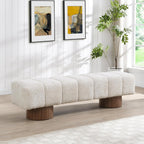 Christopher Knight Home Manila 64" Upholstered Ottoman Bench, Rectangular Dining Seat, Spacious Seating, Long Footstool, Boucle Dining Bench for Living Room Dining Room, No Assembly Needed, Beige
