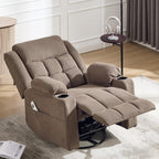 Ketaiyou Rocker Swivel Recliner Chair for Adults, Overstuffed Manual Recliner Glider with Massage and Heat, Comfy Soft Fabric Living Room Reclining Sofa Chair (Coffee2)