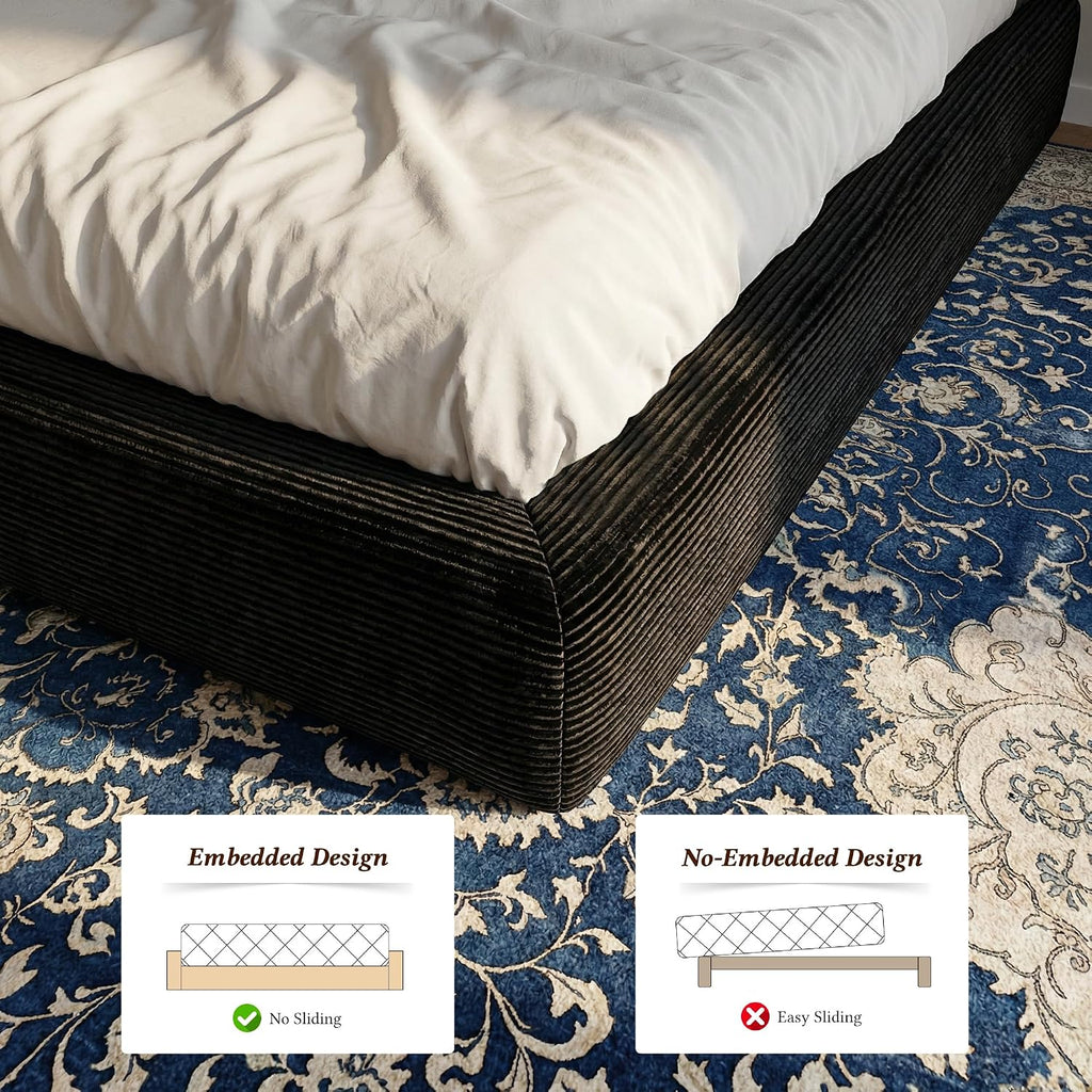 Homkdom Cloud Bed Frame Queen Size with 9.4" Removable Headboard