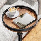 Small Round Side Table, Drink Table for Small Spaces, Modern Cocktail Table with Metal Leg, Weighted Iron Base Pedestal Round End Tables for Living Room, Bedroom, Couch