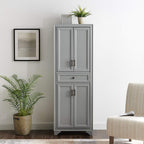 Crosley Furniture Tara Pantry Storage Cabinet with Shelves, Kitchen, Dining, or Laundry Room, Distressed Gray