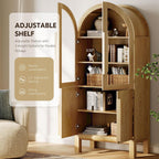 WAMPAT 71" Tall Arched Kitchen Pantry Cabinet, Oak, 1 PC