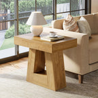 Tribesigns 24" Modern Side Table, 2-Tier Narrow Wooden End Table with Trapezoid Base, Farmhouse Small Nightstand for Living Room, Bedroom, Natural Wood Color