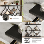 Garvee 3 Tier Console Table with Open Wood Shelves,39" Industrial Entryway Table,Sofa Table,Narrow Wood Accent Tables with Metal Frame for Hallway,Living Room,Behind Couch,Foyer,Entrance,Black