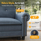 SUNSHINE VALLEY Modular Sectional Sofa and Loveseat Set Living Room 3-Piece | Mid-Century Modern 7-Seater Cloud Couch Set, Blue, Rolled Arms & Nailhead Trim, Wider & Deeper Seats, Linen Furniture Set