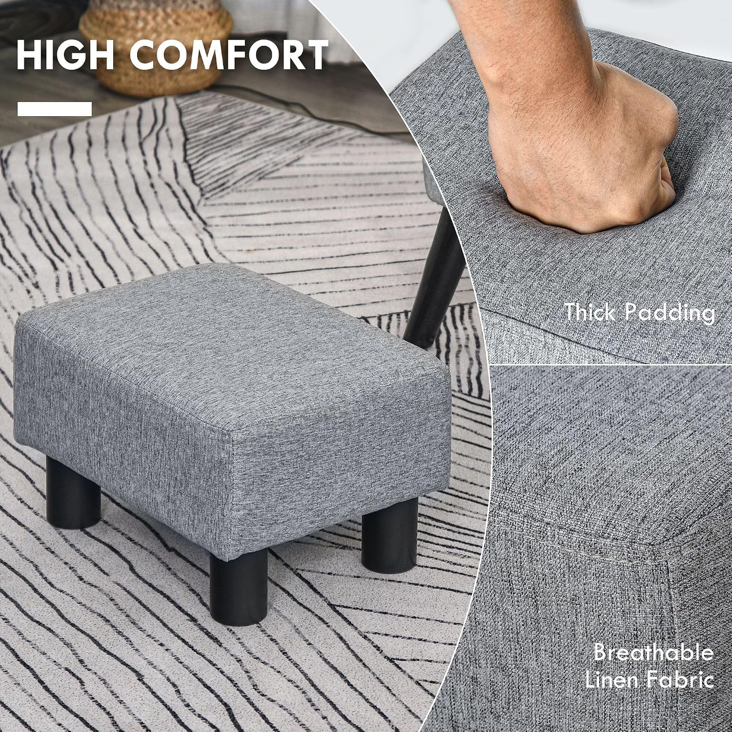 Designer Style Rectangular Footrest Ottoman