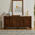 KEIKI 65.2" Mid Century Modern Sideboard Buffet Cabinet with Storage, Walnut Credenza Console Table with Adjustable Shelf, Farmhouse Coffee Bar Wine Cabinet for Living Room, Entryway, Kitchen, Walnut
