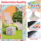 Juexica 2 Pack Inflatable Outdoor Ottoman Pouf Waterproof Cube 16" Square Blow up Ottoman Footrest with Handle Outdoor Portable Footstool for Patio Garden Camping or Home Pool(Retro,Red)