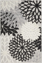Nourison Home Aloha Indoor/Outdoor Black White 3' x 5' Area Rug, Easy Cleaning, Non Shedding, Bed Room, Living Room, Dining Room, Kitchen (3x5)