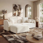 Modern Sherpa Boucle Ottoman, Comfy Modular Cloud Couch Ottoman, Apartment, Cream White