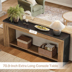 Tribesigns 70.9 Inch Narrow Console Table, Farmhouse 2-Tier Wooden Sofa Table with Storage, Space-Saving Behind Couch Accent Table for Living Room, Entryway, Hallway and Foyer