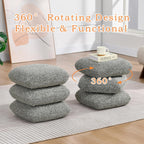 DUHOME 360°Swivel Upholstered Square Ottoman with Storage,Modern Boucle Ottoman Coffee Table with Removable Top White Vanity Stool with Storage for Bedroom, Living Room, Dark Green