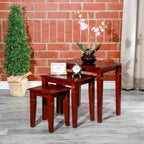 3-Piece Cherry Nesting Table Set with Tapered Legs and Carved Details | Three-piece nesting tables with tapered legs and carved details