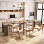 Extendable Dining Table, Transformer Extra Console Table for 1-12 People, Folding Space Saving Dining Room Table for Homes, Apartments, Oak