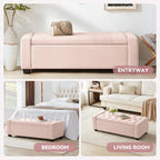 Mangodan 48" Ottoman with Storage, Soft Storage Ottoman Bench for Bedroom, Tufted Upholstered Window Benches, End of Bed Bench for Living Room, Entryway Bench with Seating, Foot Rest, Pink