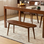 100% Solid Oak Wood Dining Bench, 39.5'' Entryway Bench Ottoman with Rounding Corner Design for Kitchen Living Room Bedroom, Walnut