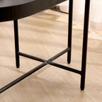 2 Tier Side Table with Storage Shelve Small Sofa Table Modern Metal End Table Coffee Table with Wooden Tray Top, Black