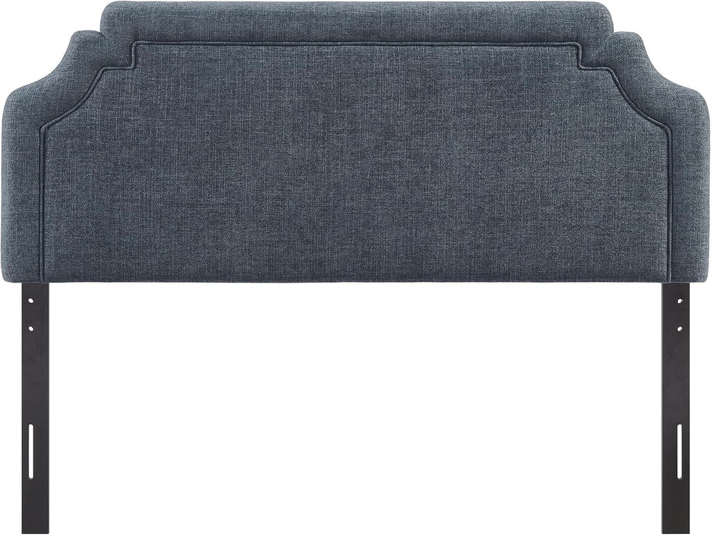 Modway Magnolia Queen Size Upholstered Fabric Headboard in Slate Blue - Padded Cushioned Headboard with Woven Heathered Upholstery and Adjustable Mounting Positions