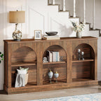 Tribesigns Farmhouse Console Table, 63-Inch Long 3 Tier Entryway Table with Storage, Wooden Rectangular Sofa Table Behind The Couch for Entrance, Hallway, Living Room, Dark Brown