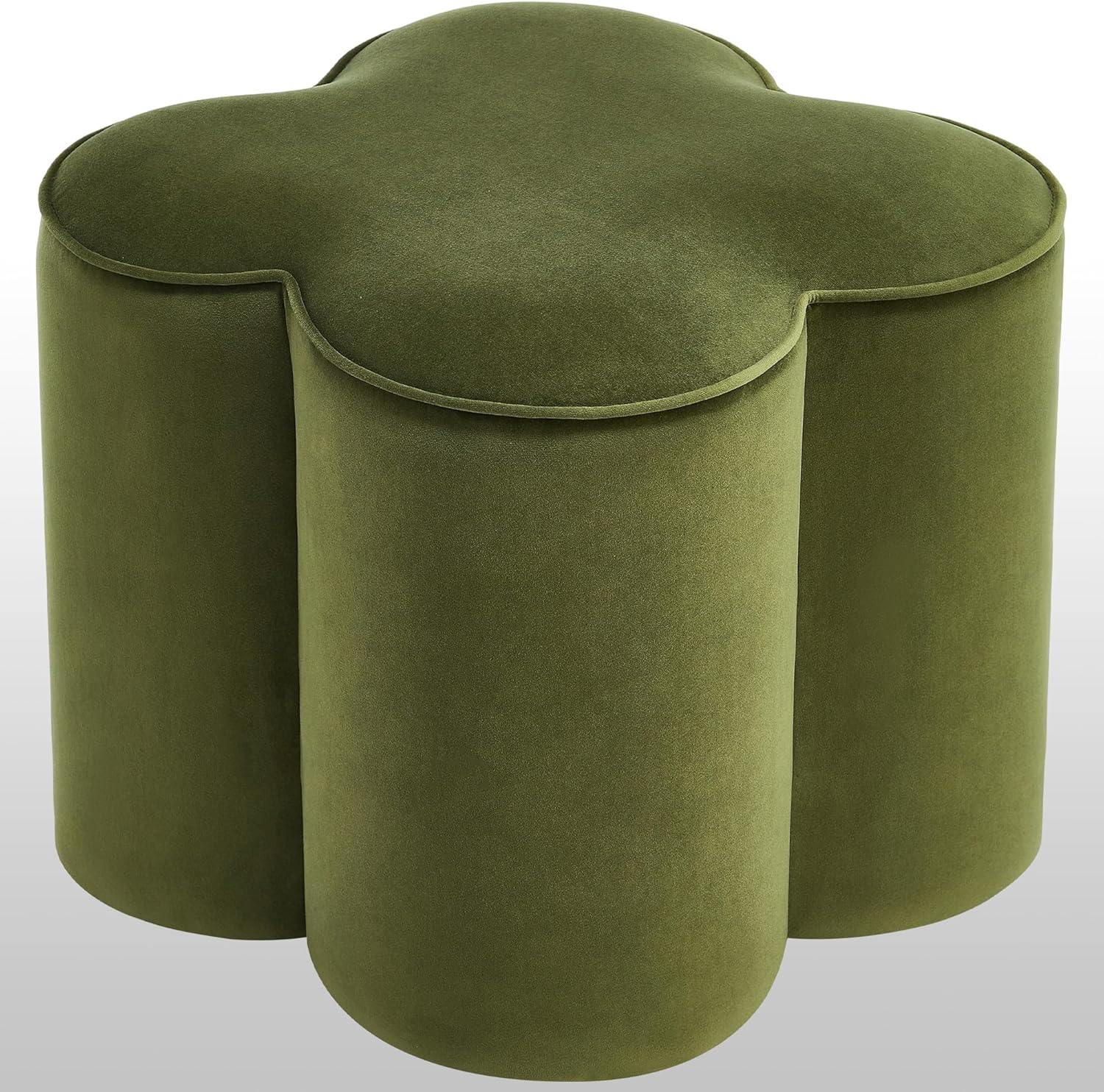 Zesthouse Flower Pouf Ottomans Foot Rest Set of 2, Velvet Fabric Poofy Ottomans Footstool for Sofa Couch, Modern Living Room Stool Seats for Hallway, Cute Square Vanity Stools for Bedroom Dorm, Green