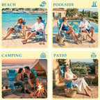 Beach Chairs for Adults, Portable Folding Backpack Beach Chair Heavy Duty 5-Position Lay Flat with Cooler Bag, Cup Holder for Outdoor/Lawn/Trip/Picnic/Fishing/Camping