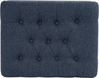Spatial Order 24" Button Tufted Storage Ottoman - Blue Woven Fabric
