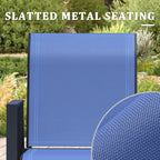 Outdoor Bar Stools Set of 2, 44'' Patio Bar Chairs with Textile High Back, Bar Height Chairs with Straight Armrest and Footrest, Blue