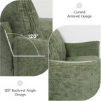 Elegant Oversized Accent Chair for Living Room, 42.1", Chenille, Green | Modern Upholstered Piping Single Reading Armchair with Cushion Backrest and 2 Pillows for Bedroom, Office, Reception Area
